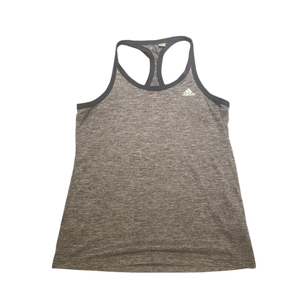 adidas Tops - Adidas Climalite Heathered Gray Racerback Tank Top Athletic Workout Women's S